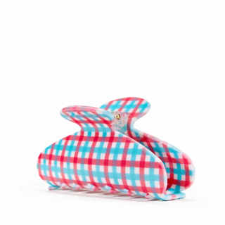 FINNSUL Americana Clip, red white and blue gingham claw clip, product shot on white
